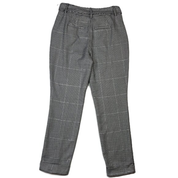 INC Tapered Leg Pants Houndstooth Plaid Black White Silver Metallic Size 4 - Picture 5 of 15